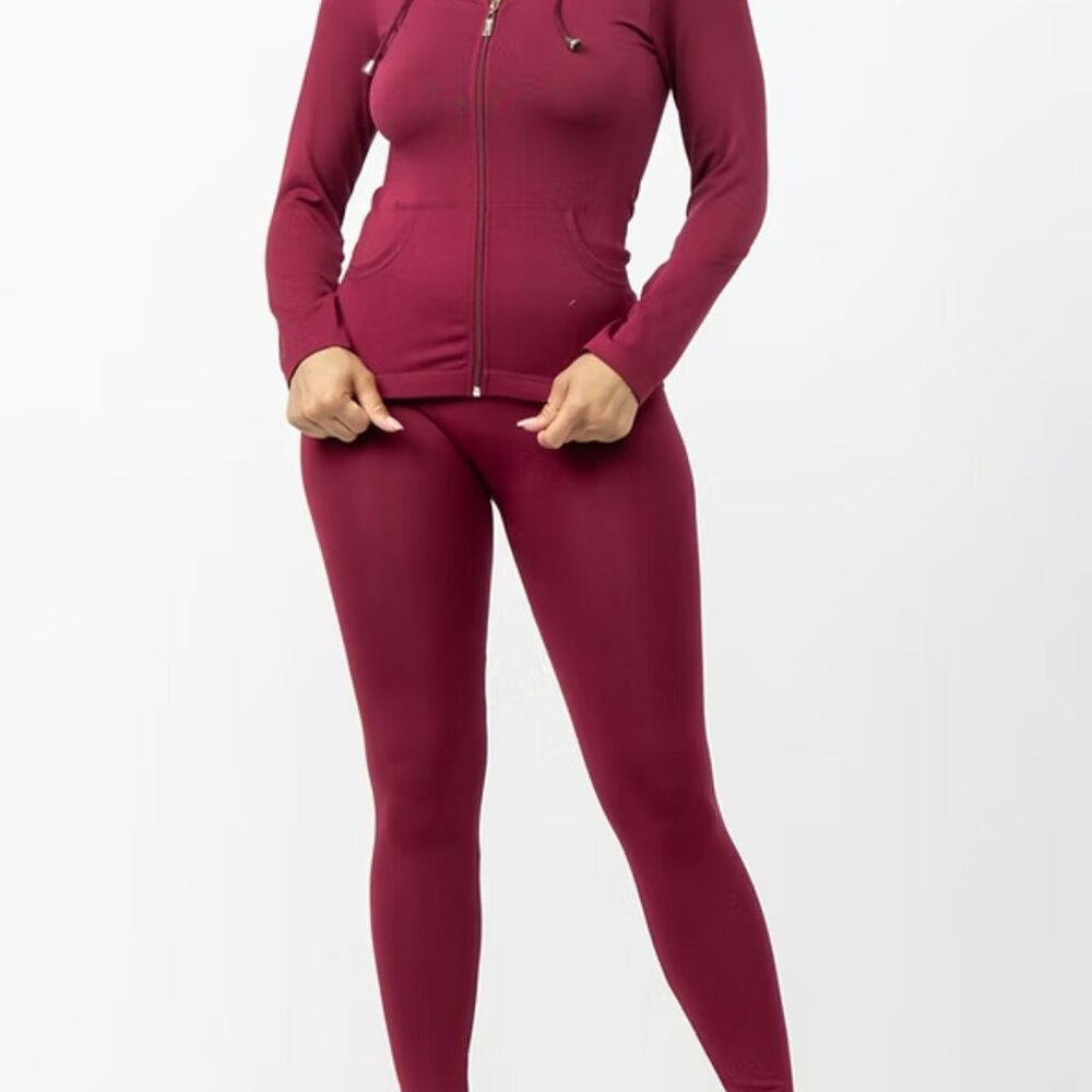 Two Piece Sets Wine Pantsuit